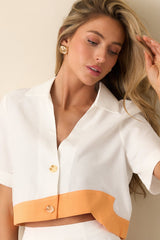 MINKPINK White Alora Wave Crop Shirt