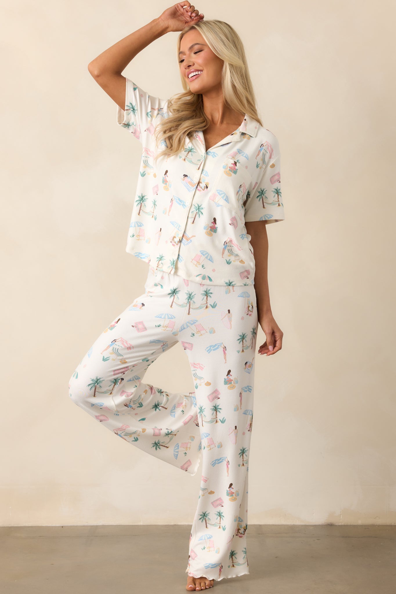 Z Supply Ivory Bone Beach Days Pajama Top