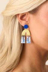 A World Of Wonder Blue Geometric Drop Earrings