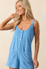 Z Supply Salty Blue Brighter Days Terry Romper