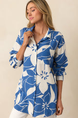 Z Supply Riviera Blue Tomas Madero Button Up Top