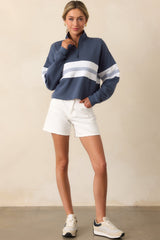 Z Supply Worn Blue All Day Rugby Sweatshirt