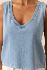 Z Supply Medium Indigo Sloane V-Neck Denim Top