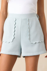 The Big Picture Sky Blue Scallop Patch Pocket Shorts