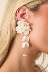 Kind of Stunning Ivory Pearlescent Floral Drop Earrings