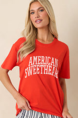 Z Supply Sweetheart Poppy Red Cotton Boyfriend Tee
