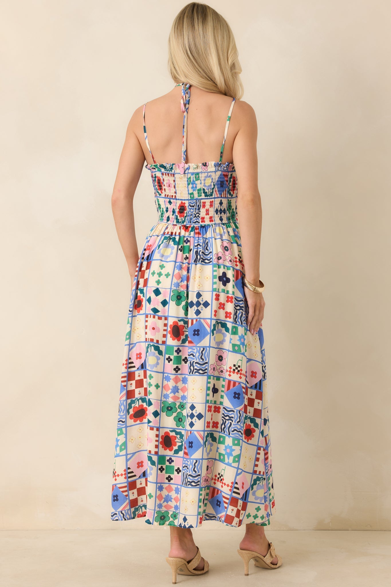 FRNCH Hippuris Multi Patchwork Print Sleeveless Maxi Dress