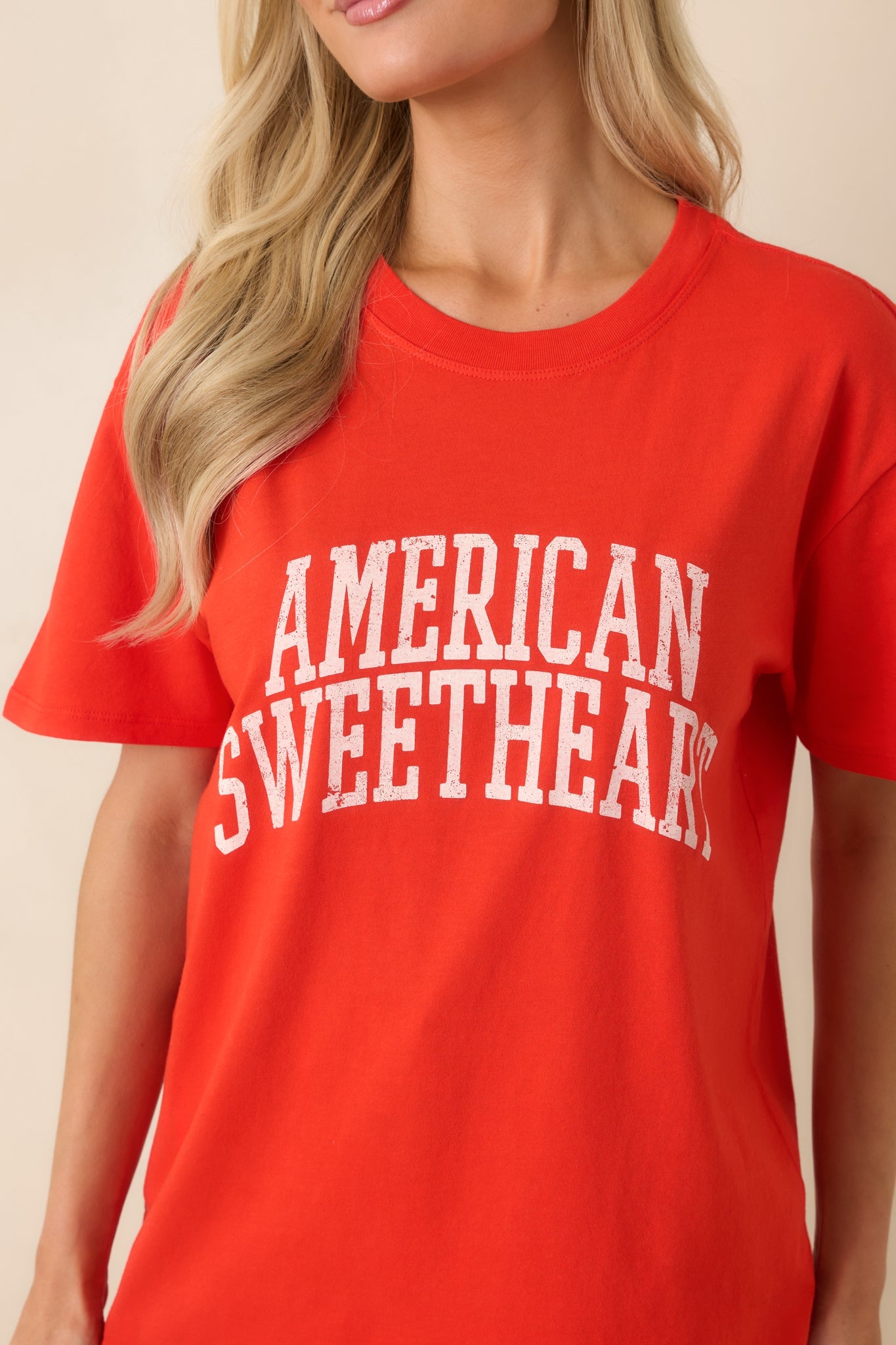 Z Supply Sweetheart Poppy Red Cotton Boyfriend Tee