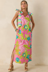 Prosperina Arden Pink Multi Chinoiserie Cotton Maxi Dress