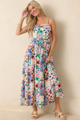 FRNCH Hippuris Multi Patchwork Print Sleeveless Maxi Dress