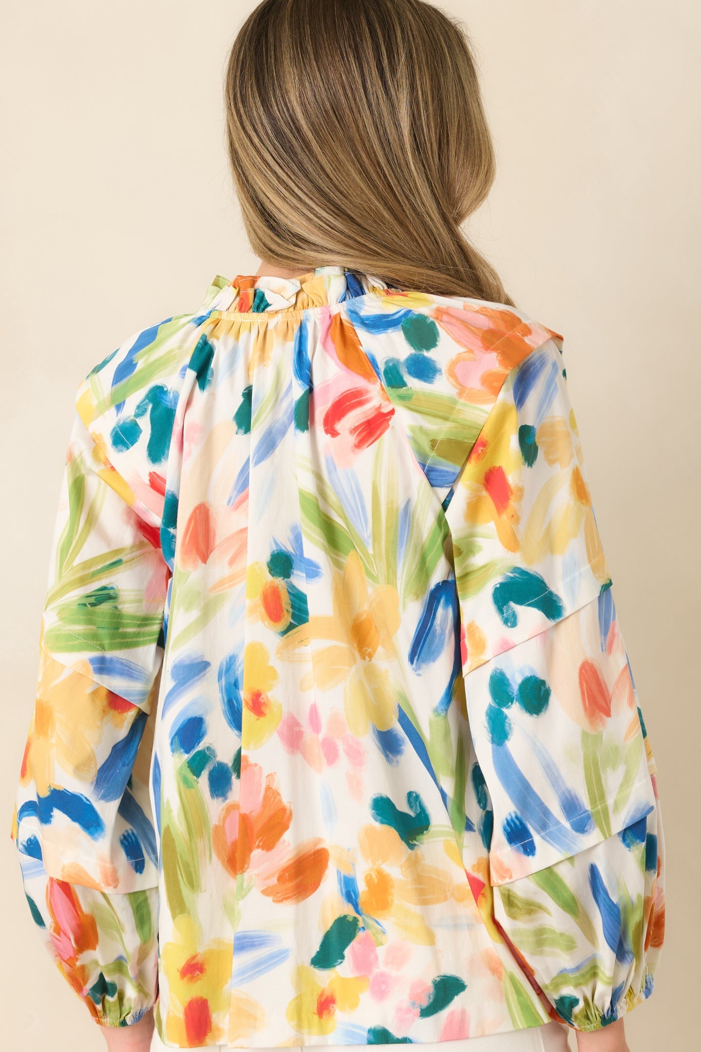 Prosperina Tara Multi Cotton Abstract Floral Print Top