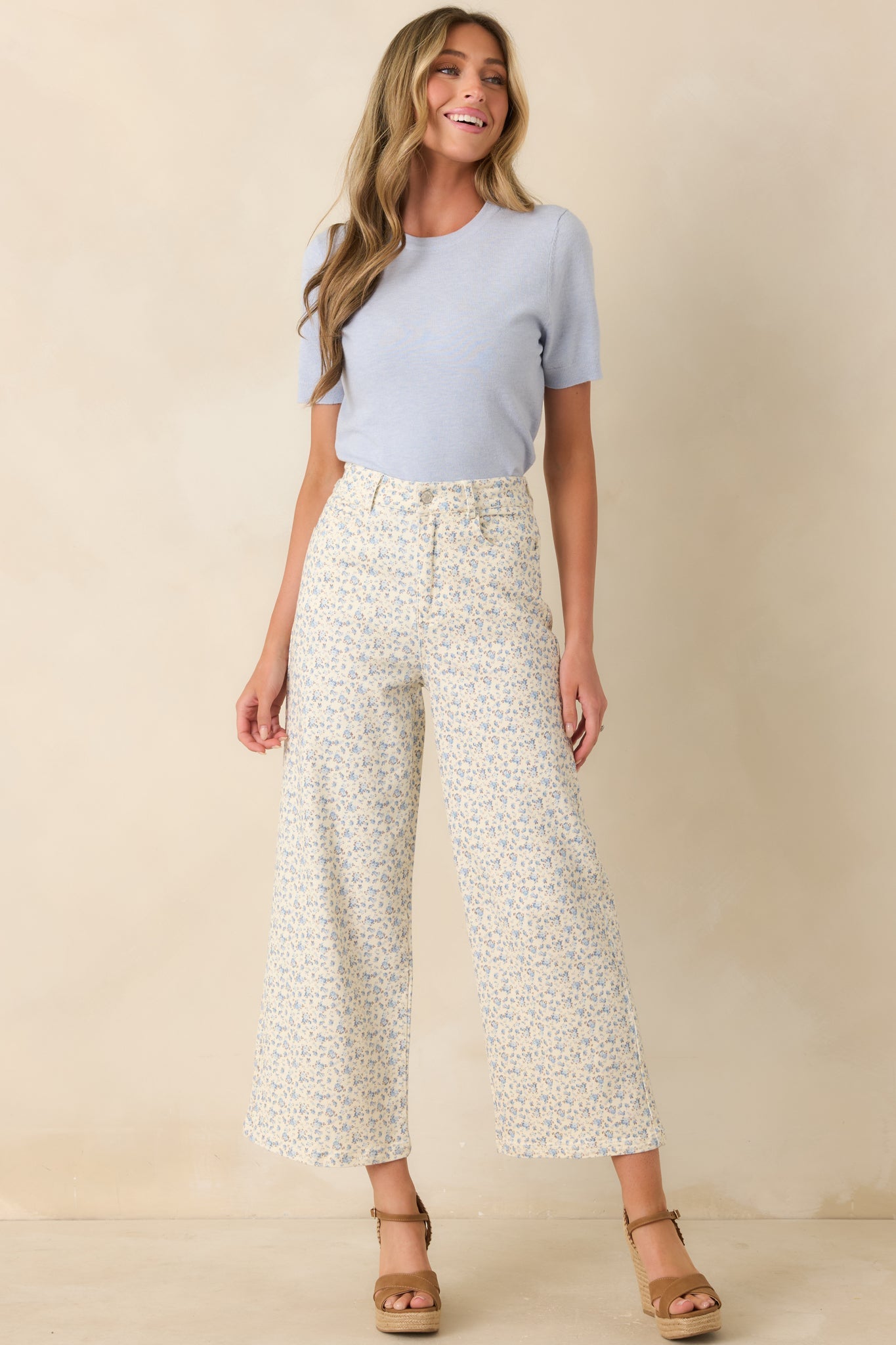Always A Favorite Sky Blue Short Sleeve Knit Top