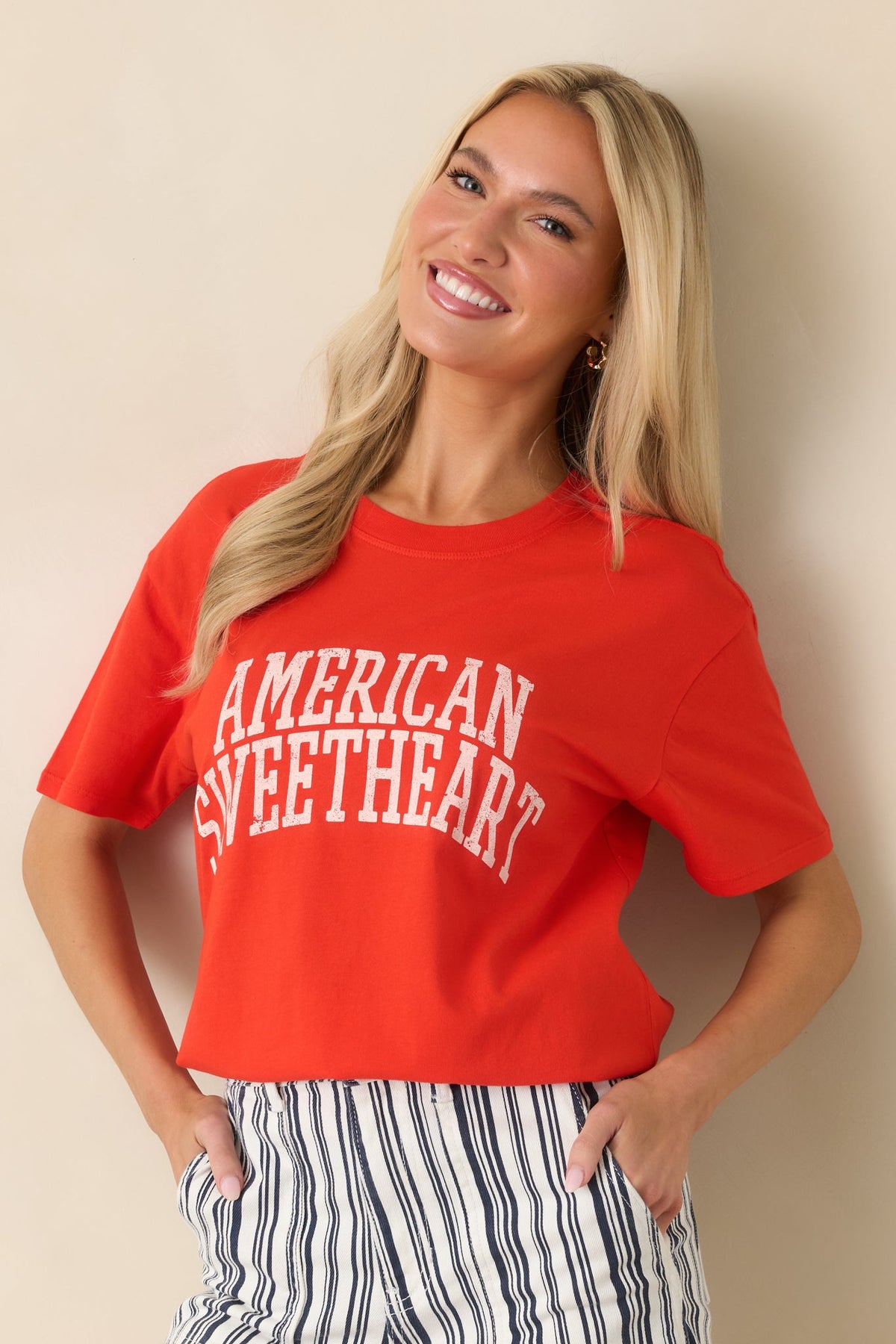 Z Supply Sweetheart Poppy Red Cotton Boyfriend Tee