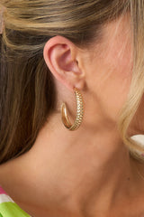 Uptown Glow Gold Textured Hoop Earrings