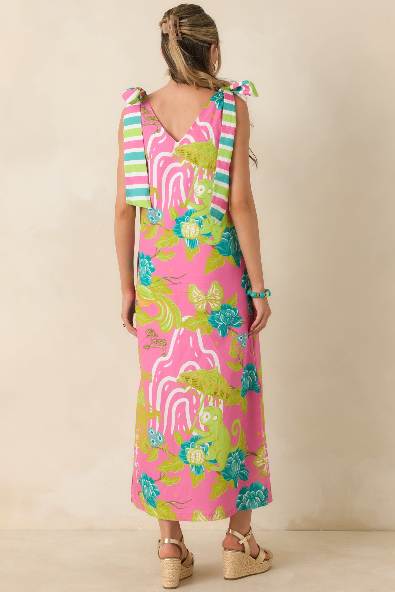 Prosperina Arden Pink Multi Chinoiserie Cotton Maxi Dress