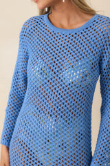 MINKPINK Balmy Blue Crochet Mini Dress