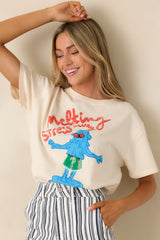 FRNCH Elodea Ivory Multi Cotton Graphic T-Shirt