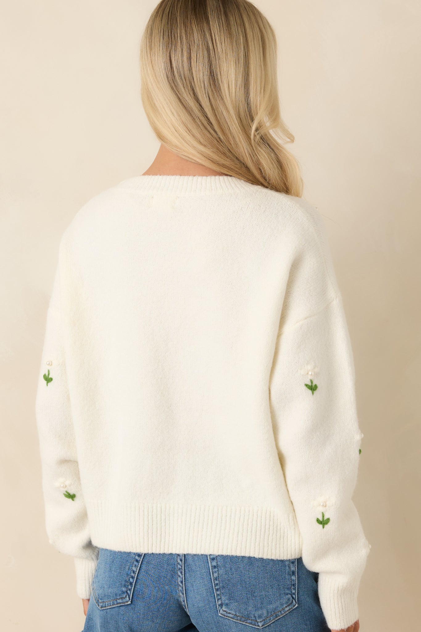 Hidden Joys Ivory Floral Knit Sweater