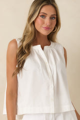 Prosperina Mara White Cotton Sleeveless Blouse