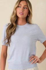 Always A Favorite Sky Blue Short Sleeve Knit Top