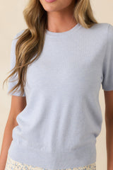 Always A Favorite Sky Blue Short Sleeve Knit Top