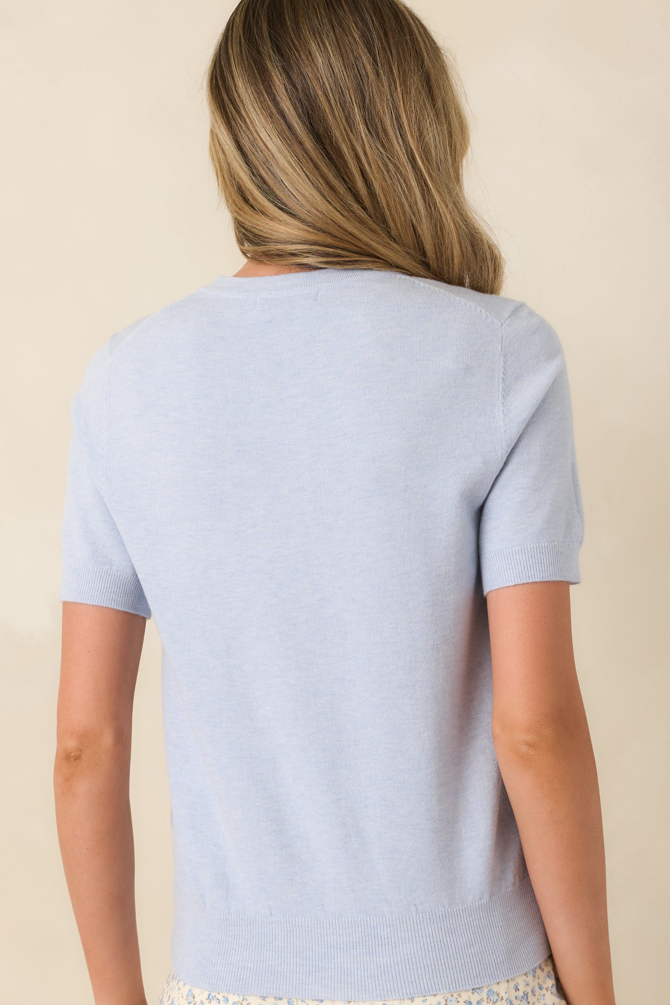 Always A Favorite Sky Blue Short Sleeve Knit Top