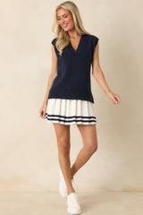 Polished Ease Navy Knit Sweater Vest