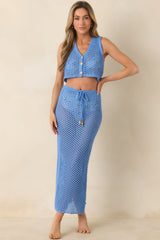 MINKPINK Balmy Blue Crochet Hipster Skirt