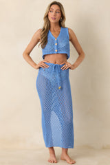 MINKPINK Balmy Blue Crochet Hipster Skirt