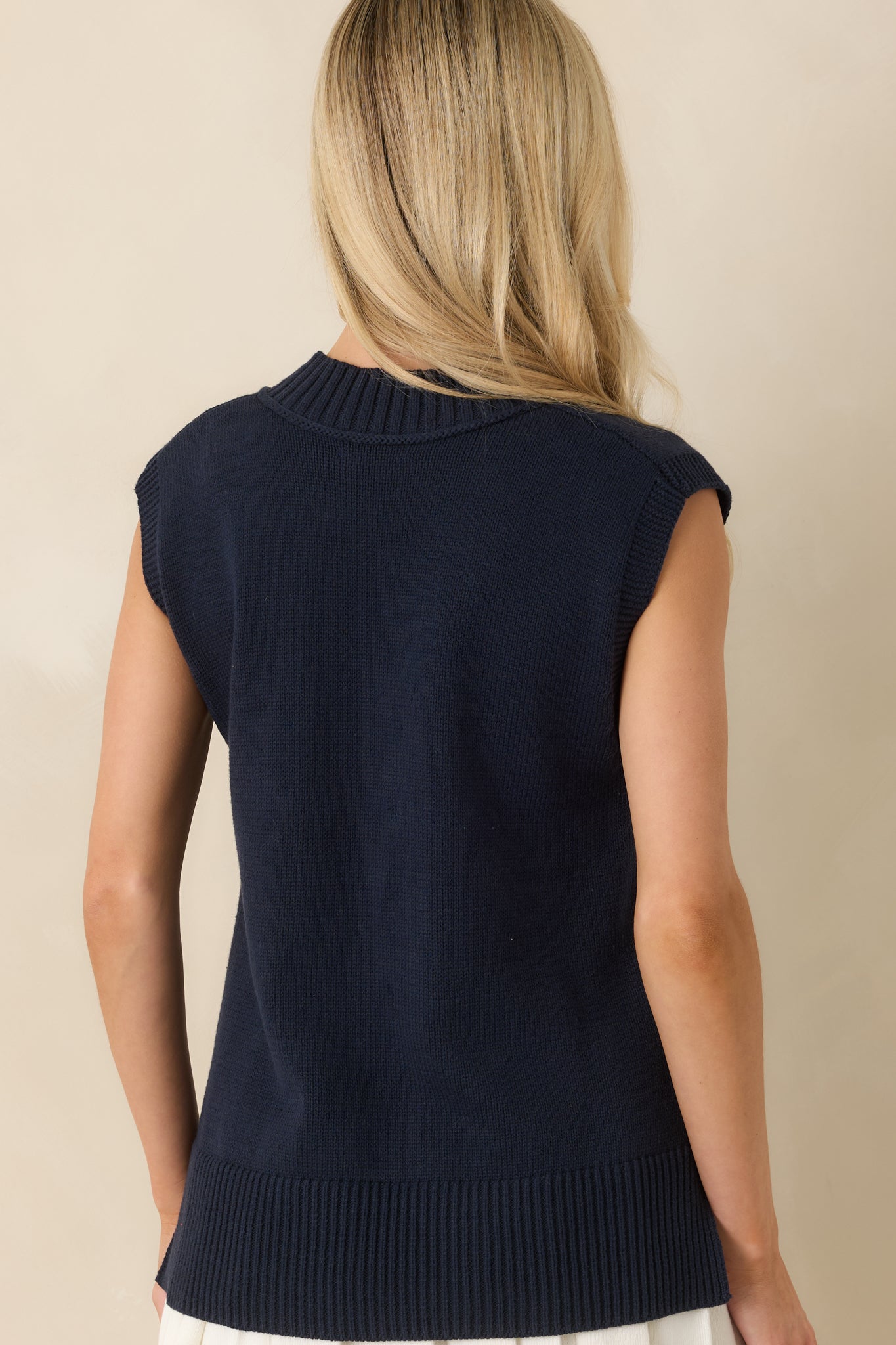 Polished Ease Navy Knit Sweater Vest