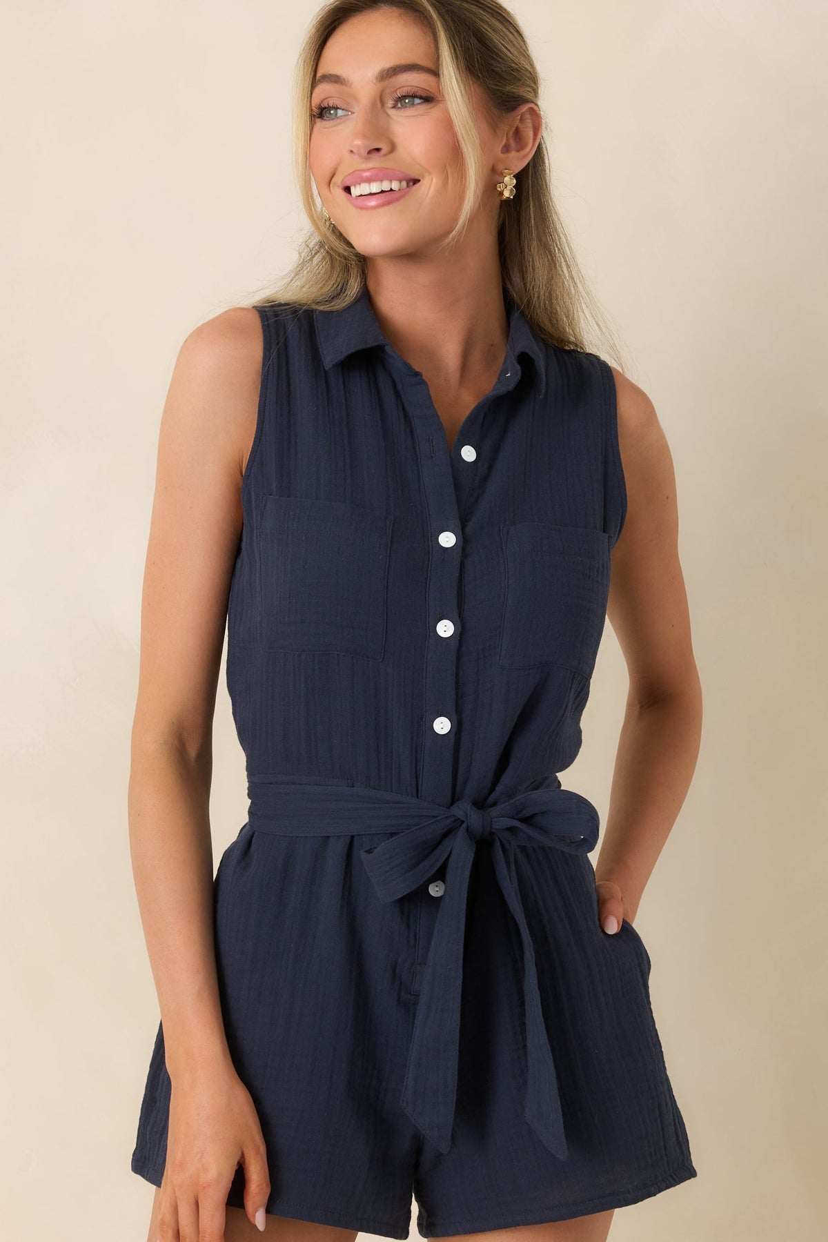 Z Supply New Light Navy Cotton Romper