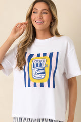 MINKPINK Marina White Multi Relaxed Oversized Cotton Tee