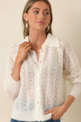 FRNCH Kristin Ivory Openwork Knit Cardigan