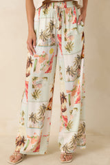 MINKPINK Dolce Multi Vintage Postcard Print Drawstring Pants