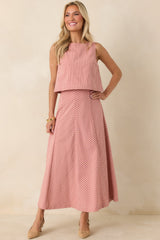 MINKPINK Paloma Coral Pink Stripe Cotton Linen Low-Back Top