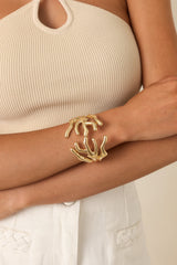 Riviera Reef Gold Sculptural Hinged Cuff Bracelet
