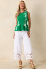 Eyelet It Be White Linen Embroidered Eyelet Wide Leg Pants