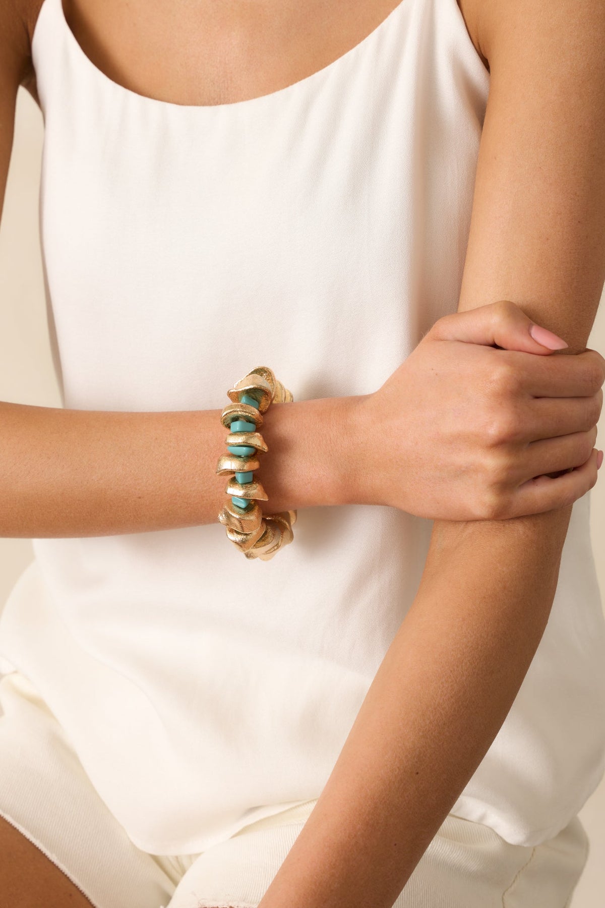 Summer Muse Gold Turquoise Beaded Bracelet