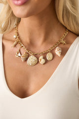 Guided By The Current Gold Coastal Charm Necklace