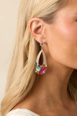 Keep It Light Pink Multi Rhinestone Statement Drop Earrings
