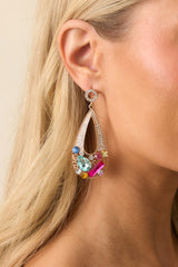 Keep It Light Pink Multi Rhinestone Statement Drop Earrings