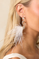 Standing Tall Gold Rhinestone Flamingo Feather Earrings