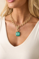 The Way It Is Gold Green Pendant Necklace