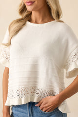 Call It How I See It Ivory Cotton Short Sleeve Knit Top