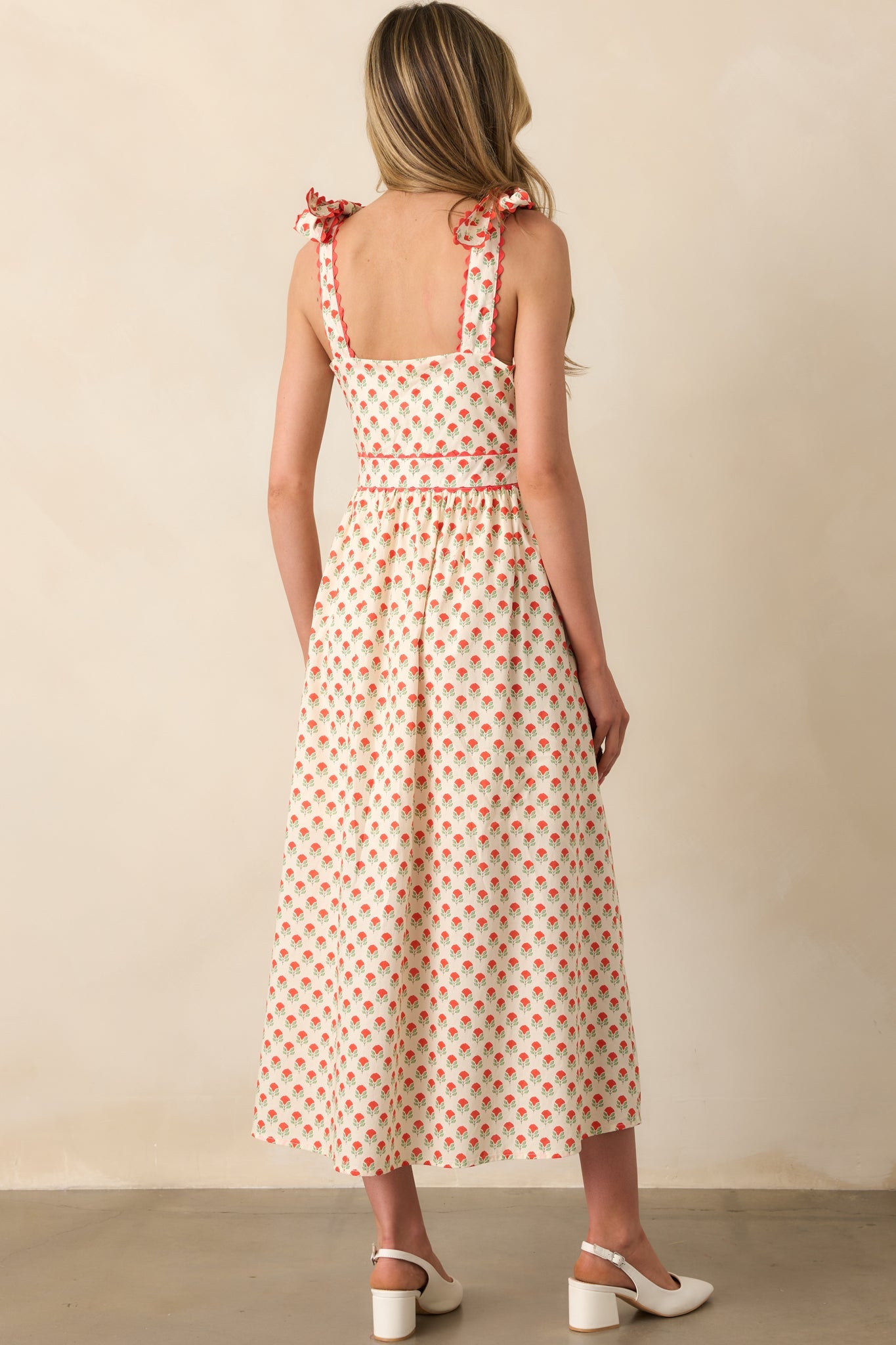 Hold Onto That Feeling Red Floral Cotton Sleeveless Maxi Dress