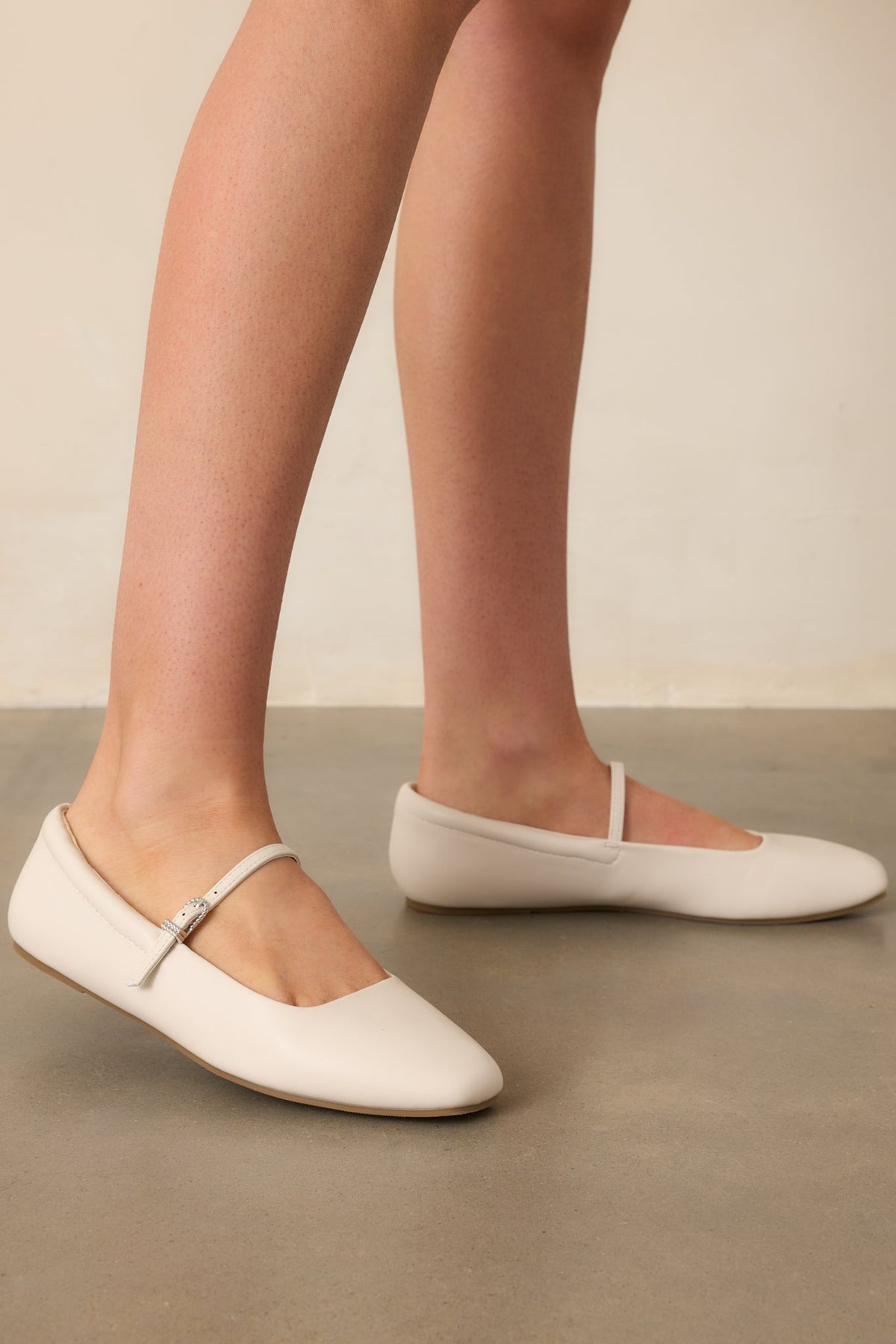 You Know The Way Ivory Faux Leather Mary Jane Flats