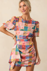 More Than Meets The Eye Blush Pink Floral Plaid Mini Dress
