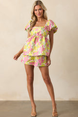 Bloom With Grace Light Pink Floral Jacquard Peplum Top