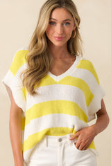 Enjoy The Ride Yellow Stripe Oversized Loose Knit Top