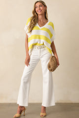 Enjoy The Ride Yellow Stripe Oversized Loose Knit Top